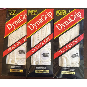 Lot Of 3 Vintage Ladies Left Size Large Golf Gloves DynaGrip White Leather New